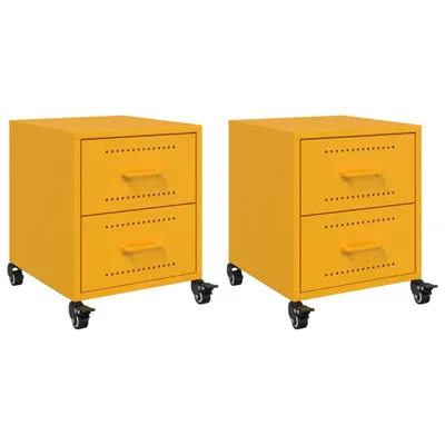 Image de Tables de chevet 2 pcs jaune moutarde 36x39x43,5 cm acier