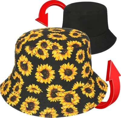Produktbild von Versoli Bucket Hat Wendehut Sommerhut Fischermütze Sonnenmütze Sonnenschutz Uni - SONNENBLUMEN