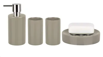 Produktbild von 4-teiliges Badezimmerzubehörset aus Keramik