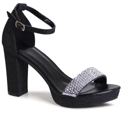 Produktbild von topschuhe24 3100 Damen Glitzer Riemchen Sandaletten Plateau, Farbe:Schwarz, Größe:36 EU