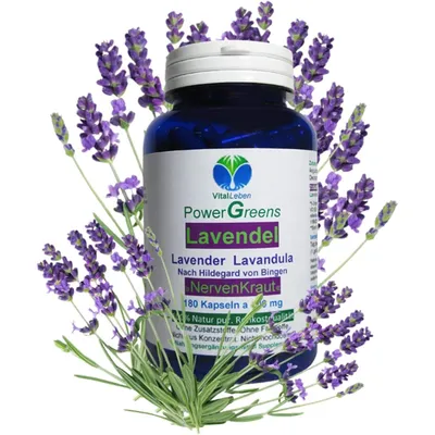 Produktbild von LAVENDEL pur 180 Kapseln Ruhe finden, entspannen, abschalten. Balance und Gelassenheit im Alltag & gute Nacht. Reines Blütenpulver Ohne Zusatzstoffe.