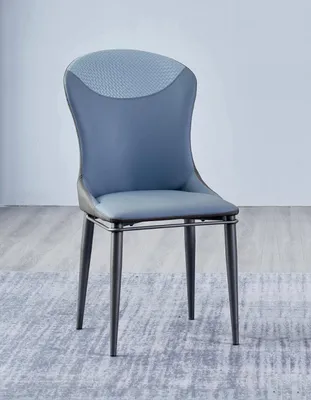 Immagine prodotto di Sedia da pranzo blu senza braccioli sedie in legno sedie di design in pelle