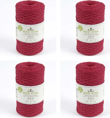 Immagine prodotto di 4x DMC Eco Vita-4 - filo di cotone riciclato spesso (4 mm) composto dall'80% di cotone e dal 20% di poliestere (Colore 5)
