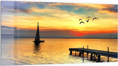 Produktbild von DEQORI Küchenrückwand Glas 100x50 cm 'Abendidylle am See' Spritzschutz Bad Rückwand