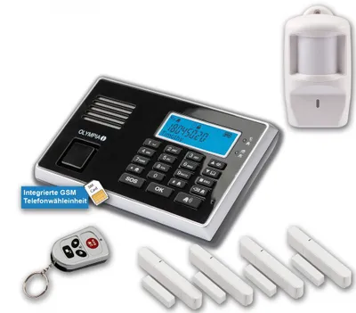 Produktbild von Olympia Protect 9061 Alarmanlage GSM Funk Set 1 x Bewegungsmelder 4 x Tür Fenster/Kontakte und Fernbedienung