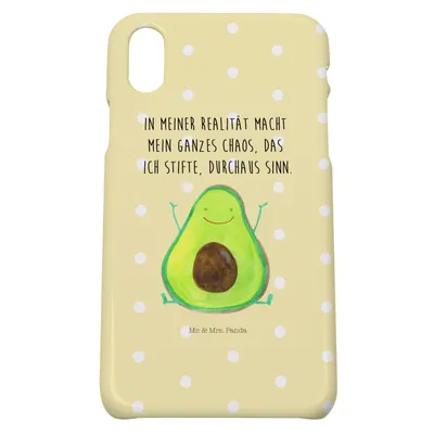 Produktbild von Mr. & Mrs. Panda Iphone 10 Handyhülle Avocado Glücklich - Gelb Pastell - Geschenk, Chaos, Handy, Freude, X, Hülle, Cover, Chaotisch