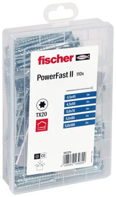 Zdjęcie produktu dla fischer 562274 - Zestaw wkrętów - Stal ocynkowana - Drewno - Częściowo gwintowane - Łeb stożkowy - Torx (562274)
