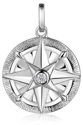 Produktbild von MATERIA by Matthias Wagner Kompass Damen Kettenanhänger 925 Silber rhodiniert mit Zirkonia wahlweise mit Kette KA-512-Silber