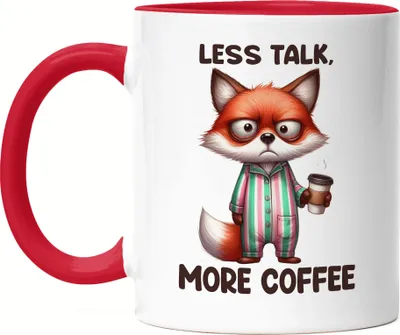 Produktbild von Less Talk More Coffee Lustiger Fuchs Tasse Rot Kaffee Spruch Humor Geschenkidee