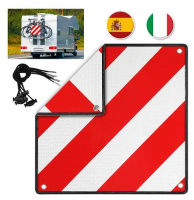 Produktbild von Jayseuw Warntafel für Italien & Spanien - Reflektierendes Warnschild 500x500 mm rot weiß