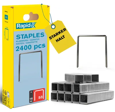 Produktbild von Rapid 5000202, Klammerpack, 1,6 cm, 2400 Heftklammern, Beschriftung, Metallisch, Rapid