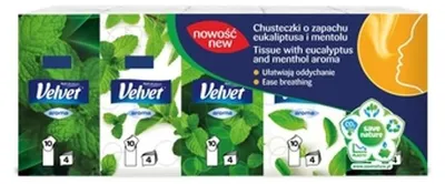 Immagine prodotto di Chusteczki higieniczne Velvet Aroma eukaliptus i mentol 10 x 10 sztuk