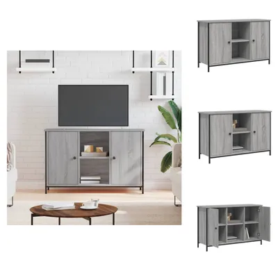 Image de vidaXL Armoire TV Gris Chêne Sonoma 100x35x65 cm Bois composite - Meuble TV