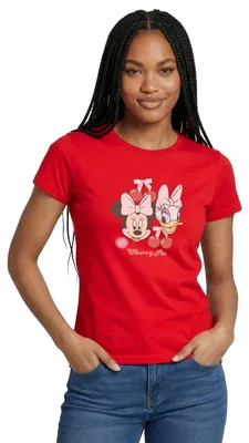 Produktbild von Mickey & Minnie Cherry Pie Minnie & Daisy Frauen T-Shirt, XXL, Rot