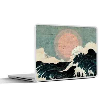 Produktbild von MuchoWow® Laptop Aufkleber Sticker Cover Jahrgang - Meer - Wellen - Sonne 32.5x23.5 cm - Sticker für Laptop - Selbstklebend