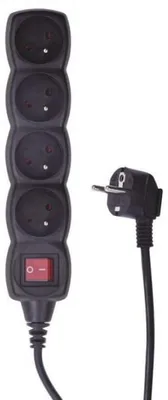 Image de Câble de rallonge avec interrupteur - 4 prises, 5m, noir 70299