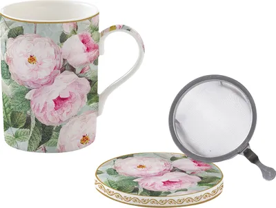Image de Coffret Tisanière Roses In Bloom Tisanière En Porcelaine Avec Filtre Intégré - Easy Life