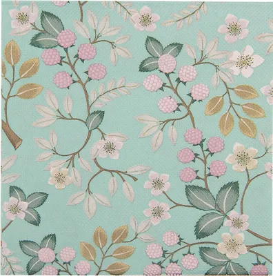 Immagine prodotto di Clayre & Eef Set di 20 tovaglioli di carta 33x33 cm Fiori di carta verde