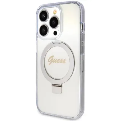 Produktbild von Guess IML Ring Stand Glitter MagSafe Case für iPhone 15 Pro Transparent