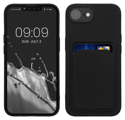 Produktbild von kwmobile Handyhülle für Apple iPhone 17e / iPhone 16e Hülle mit Kartenfach - TPU Case - Kabelloses Laden - Schutzhülle Cover in Schwarz