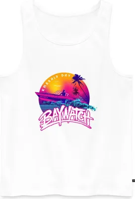 Produktbild von Spreadshirt Baywatch Boot Emerald Bay Männer Premium Tank Top, 4XL, Weiß