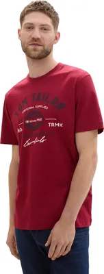 Produktbild von TOM TAILOR Herren T-Shirt mit Logo-Print aus Baumwolle, Deep Red, S