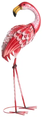 Produktbild von BELIANI Gartenfigur Flamingo Rosa Metall Handgefertigt Stehende Tierfigur Vogel Gartenskulptur Gartendekoration