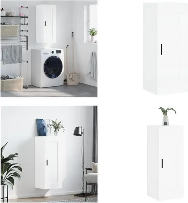 Obrázek produktu pro vidaXL Nástěnná skříňka bílá 34,5x34x90 cm Materiál na bázi dřeva - Nástěnná skříňka - Skříňka - Úložná skříňka