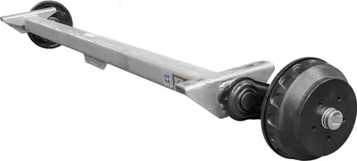 Produktbild von KNOTT VGB18MV Achse gebremst 1800 kg Anhänger Autotransporter 1850 mm Auflage 2320 mm Spurmaß 5x112 Radanschluss verzinkt wartungsfrei stabil