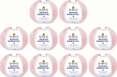 Image de 10x DMC Merino Essentiel-4 - fil doux de poids Aran composé de 50 % de Laine et de 50 % d'acrylique, 8149, (Couleur 881)