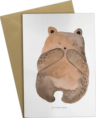 Produktbild von Mr. & Mrs. Panda Grußkarte Bär Verlust - Weiß - Geschenk, weihnachtskarten, valentinstagskarte, glückwunschkarten, hochzeitskarten, Teddy, einladungskarten
