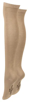 Produktbild von Paolo Renzo Damen Overknee aus Baumwolle mit Anti-Rutsch-Bund 1 Paar - Größe 36/41 - Beige