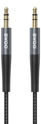 Zdjęcie produktu dla Bwoo Kabel Aux 3.5Mm - 3.5Mm Nylonowy + Aluminiowa Obudowa Bo-Aux064 Czarny