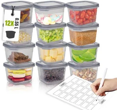Image de Lot de 12 récipients hermétiques sans BPA pour la cuisine et le réfrigérateur
