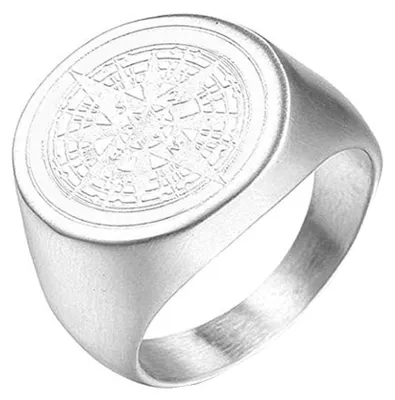 Productafbeelding van Omgoods - Retro Kompas Ring voor Mannen - Stalen Signet Ring zonder Edelsteen