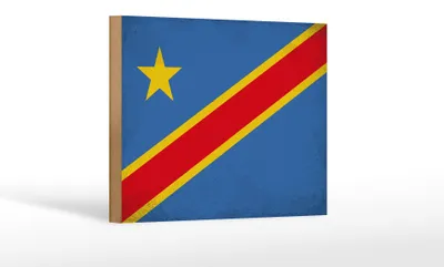 Produktbild von Holzschild Flagge DR Kongo 18x12cm Flag Congo Vintage