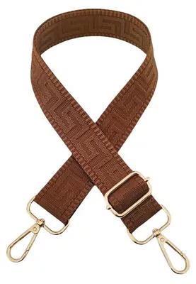 Produktbild von Verstellbarer Schultergurt für Taschen - 72-130 cm Länge und 3,8 cm Breite - Ersatz-Taschenriemen mit Karabiner in Gold - Dunkelbraun