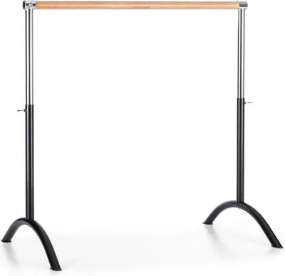 Produktbild von Klarfit Bar Lerina Ballettstange (Holmlänge 110 cm, freistehend, mobil, höhenverstellbar 70 - 113 cm, Bogenfüße, 38 mm Stahlrohr) schwarz