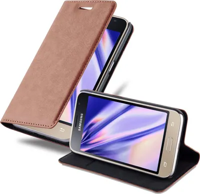 Immagine prodotto di Cadorabo custodia per Samsung Galaxy J1 2016 custodia protettiva in marrone custodia per cellulare cover chiusura magnetica