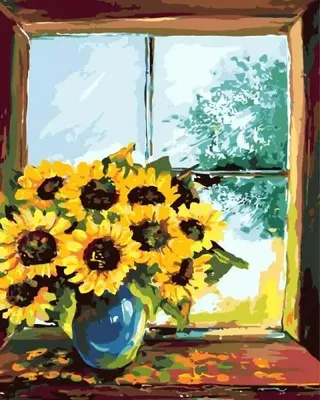 Produktbild von NORIMPEX Malen nach Sonnenblumen auf der Fensterbank 40x50 cm 1005566