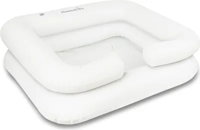 An inflatable hair washing basin.