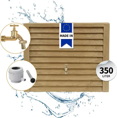 Image de GARANTIA Kit Réservoir Mural WOODY 350 L, bois clair incl. robinet en laiton et raccord de descente