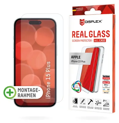 Immagine prodotto di Displex Screen Protector + Custodia per Apple iPhone 15 Plus, Eco Mounting Frame, resistente ai graffi