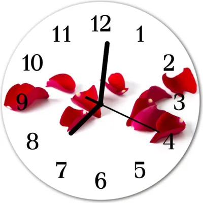 Produktbild von Glasuhr Wanduhr Küchenuhr Echt-Glas 30fi cm Rosenblüten rot