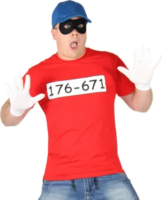 Produktbild von Bankräuber Kostüm für Herren mit - T-Shirt - Maske - Mütze und Handschuhen - Fasching und Karneval Kostüme für Paare, Größe:XXL