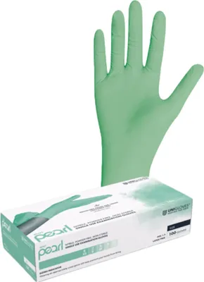 Produktbild von UNIGLOVES - Mint PEARL® Passgenaue Einweghandschuhe aus Nitril | Lebensmittelecht, puderfrei & latexfrei | hohe Festigkeit & Haltbarkeit | 100 Stück | Einmalhandschuh XS