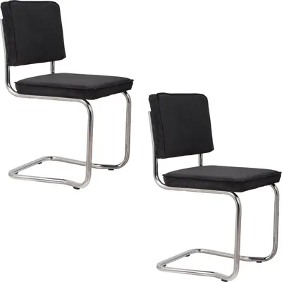 Produktbild von Zuiver Ridge Kink Rib Esszimmerstuhl Schwarz - 2 er Set
