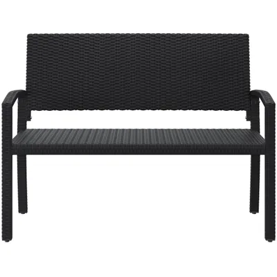 Produktbild von Yaheetech 2-Sitzer Gartenbank aus Polyrattan, Rattan Sitzbank wetterfest, Parkbank, Rattan Gartenmöbel für Balkon Terrasse, Schwarz
