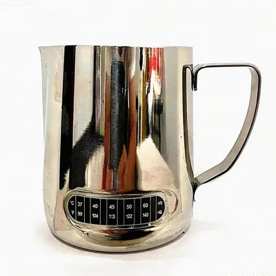 Melkaufschäumkännchen 621 ml mit Thermometer, Edelstahl