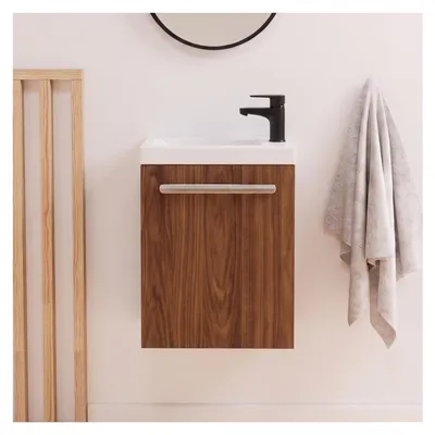 Image de Ensemble lave-mains suspendu NEVADA avec robinet noir